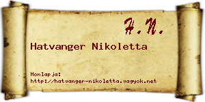 Hatvanger Nikoletta névjegykártya